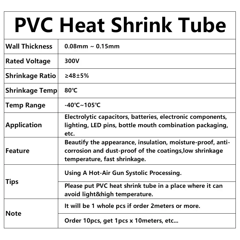 1M PVC 다채로운 폭 7~103mm 열 수축 튜브 18650 Lipo 배터리 팩 절연 필름 랩 리튬 케이스 보호 케이블 슬리브