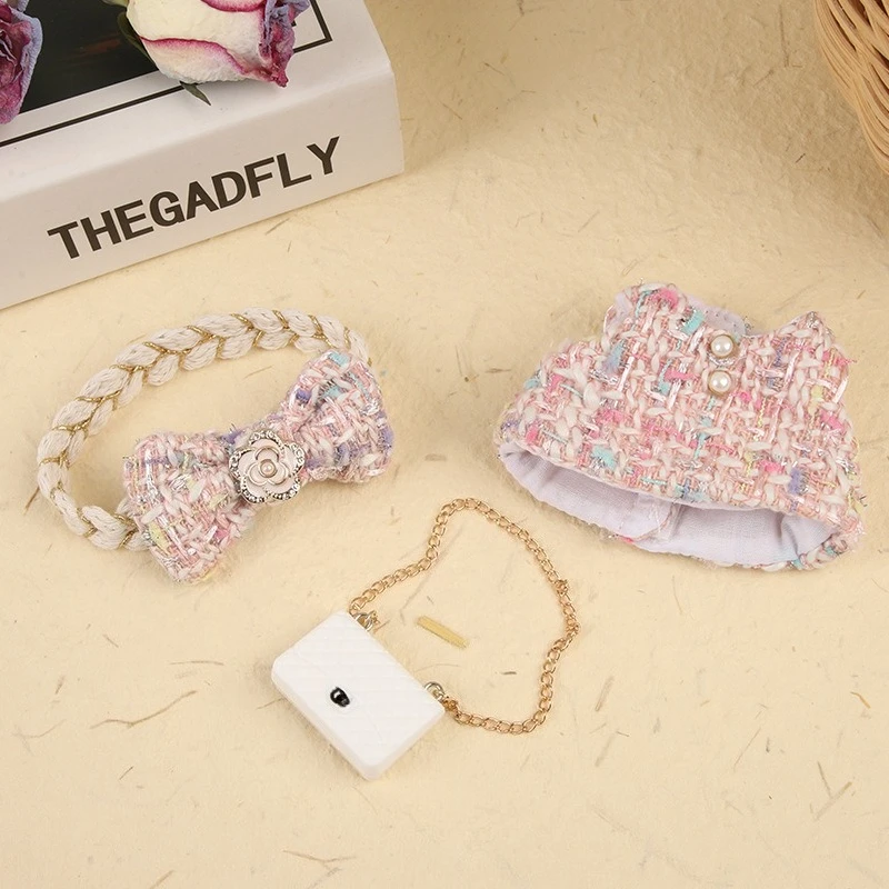 17cm Labubu 아이돌 인형 럭셔리 의류 복장 블랙 드레스 세트 Labubu V1V2 미니 DIY 인형 의류 가방 신발 액세서리