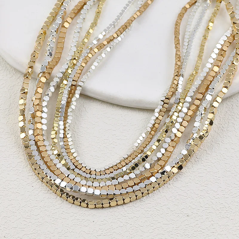 2mm 3mm 스퀘어 스톤 비드 매트 도금 골드 실버 로즈 컬러 적철광 루즈 비즈 쥬얼리 만들기 팔찌 DIY 액세서리 title=2mm 3mm 스퀘어 스톤 비드 매트 도금 골드 실버 로즈 컬러 적철광 루즈 비즈 쥬얼리 만들기 팔찌 DIY 액세서리 