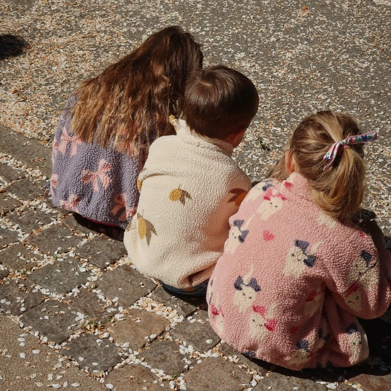 Konges Slojd 겨울 아기 ​​소녀 소년 Lambswool 체리 자켓 아동복 소년 스팽글 만화 겉옷 아동 코트 1-9Yrs