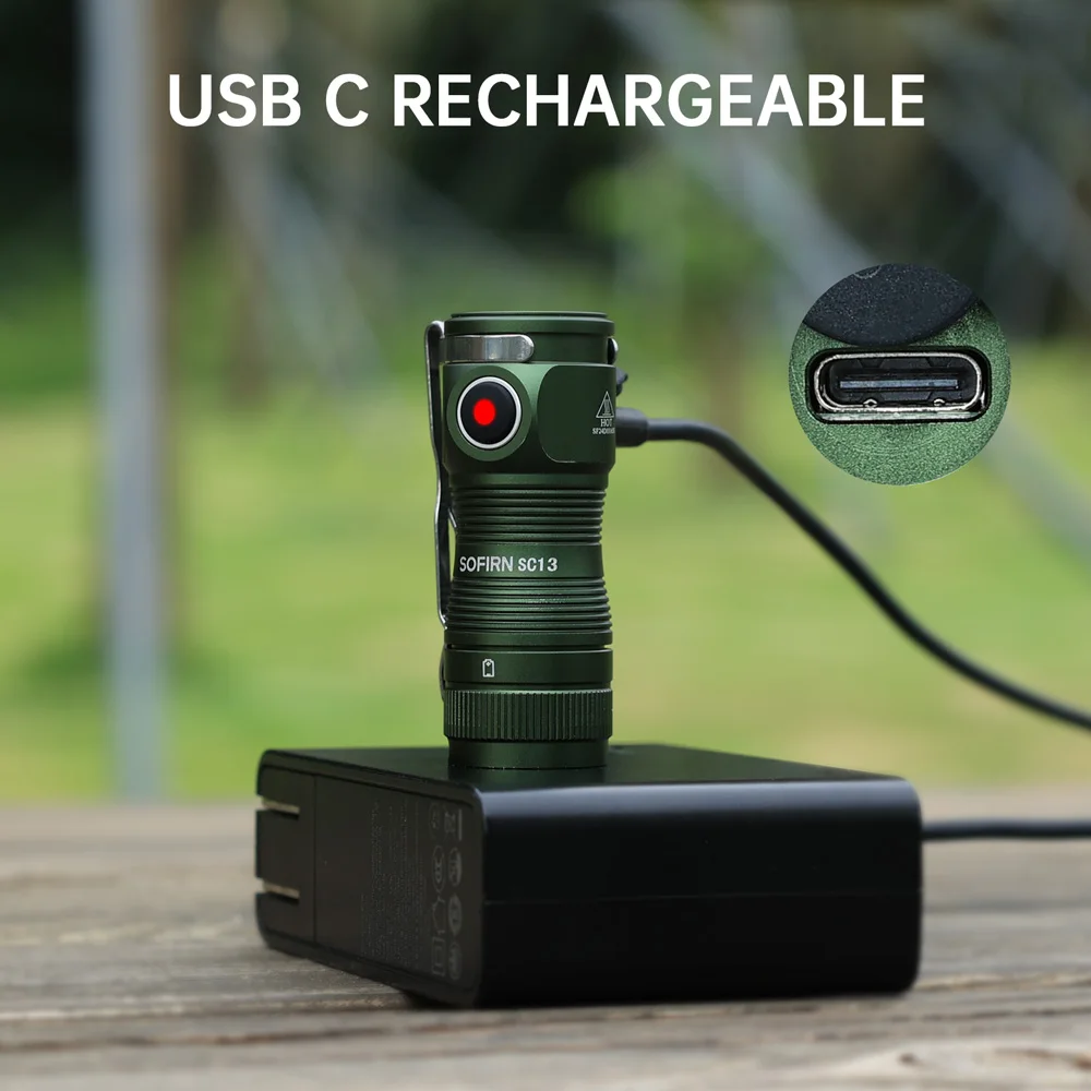 Sofirn 미니 SC13 SST40 LED 1300lm 전술 18350 충전식 손전등 6000K 키체인 라이트(자석 포함)