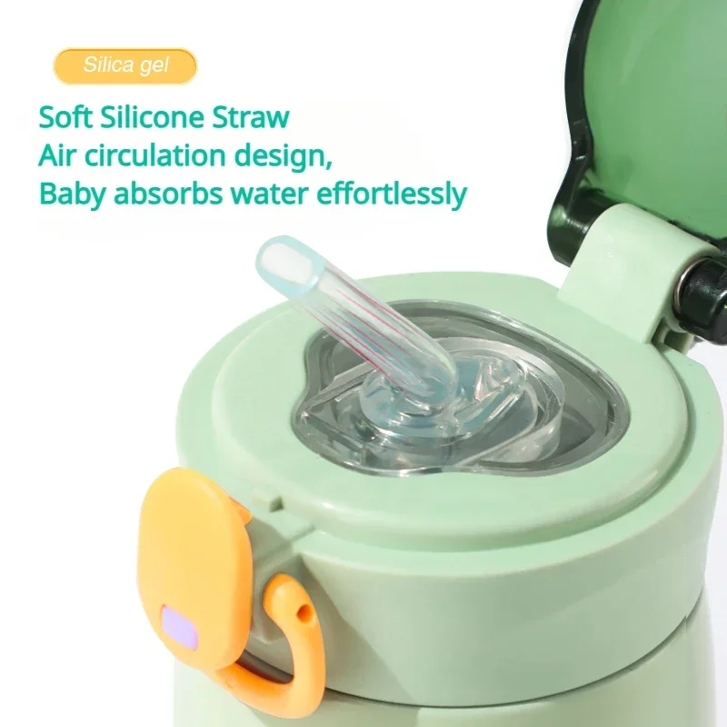 포켓몬 460ML 피카추 휴대용 어린이 보온병 머그잔 짚 스테인레스 스틸 만화 진공 플라스크 귀여운 열 물병