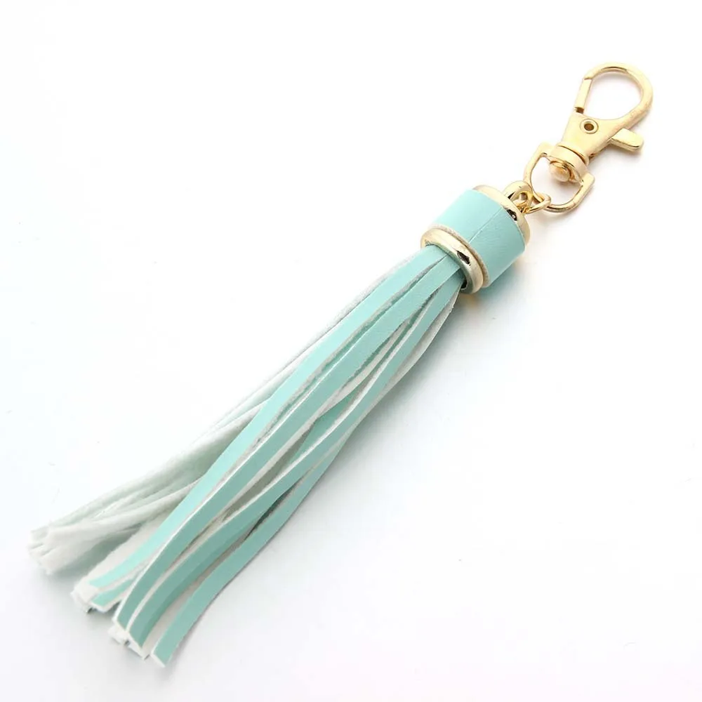 여성을위한 뜨거운 판매 구리 합금 랍스터 버클 가죽 술 펜던트 키 체인 가방 액세서리