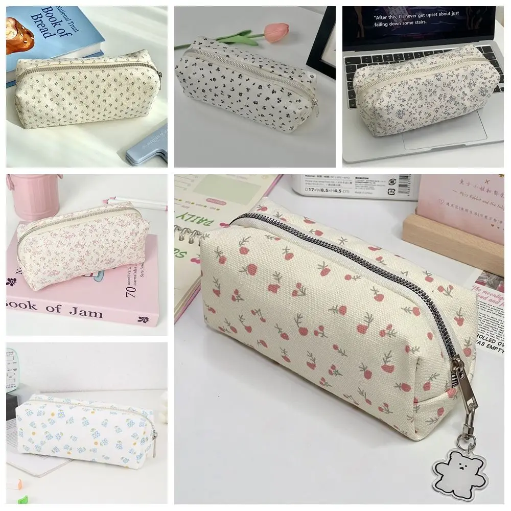 INS 꽃 프린트 펜 가방 대용량 다기능 연필 케이스 편지지 가방 학생 title=INS 꽃 프린트 펜 가방 대용량 다기능 연필 케이스 편지지 가방 학생 