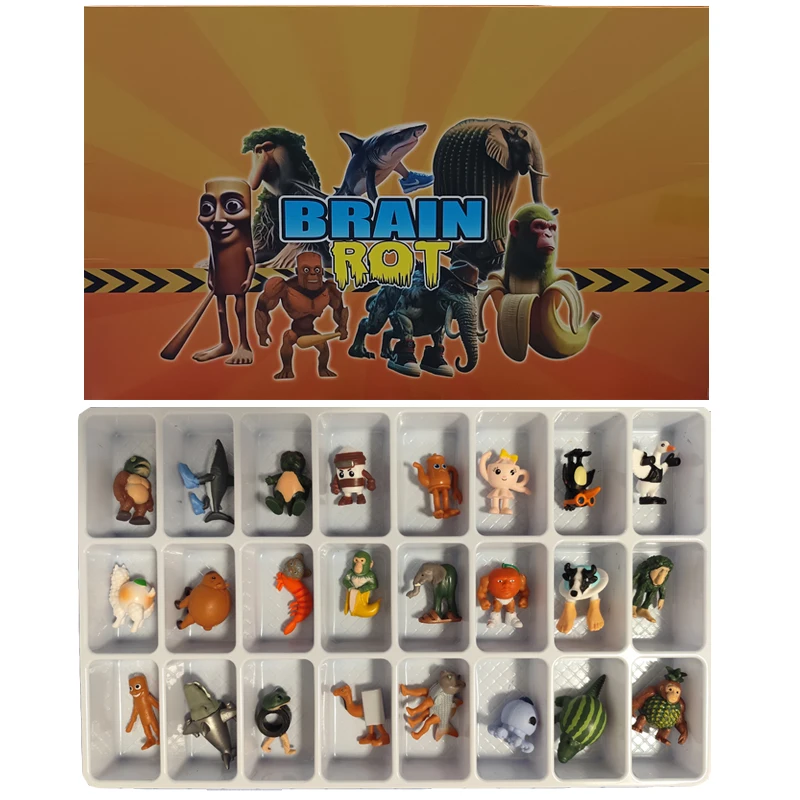 24Pcs 이탈리아 Brainrot Tung Tung Sahur 피규어 인형 Tralalero Tralala Bombardino Crocodilo Shimpanzini Bananini 모델 장난감 선물