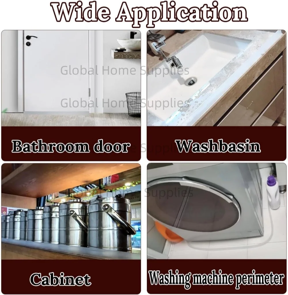 샤워 임계 값 워터 가드 댐 바닥 씰 욕실 유리 샤워 도어 스트립 건식 및 습식 분리 코킹 씰 엣지 테이프