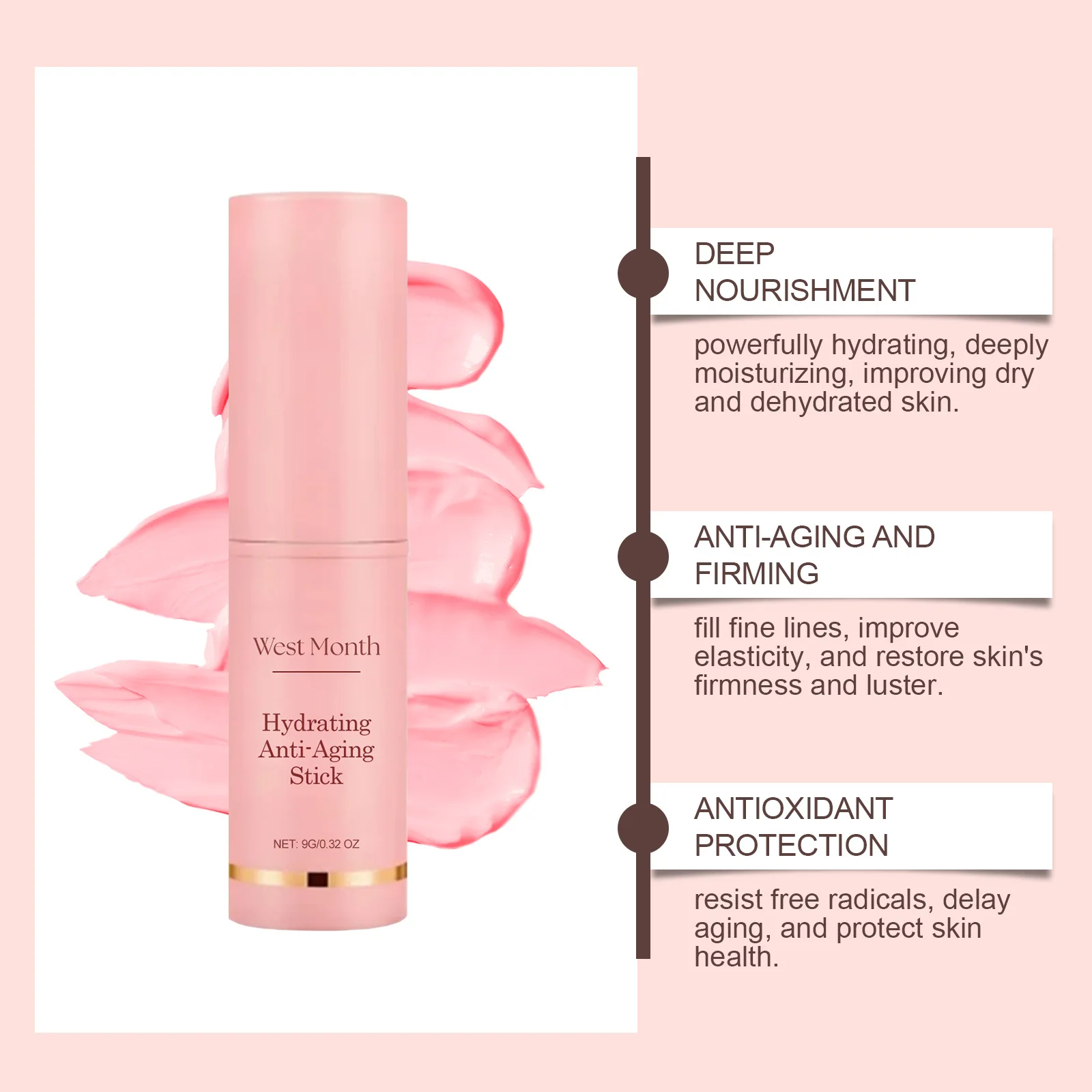 콜라겐 주름 제거 멀티 바운스 밤 스틱 인스턴트 안티 에이징 퍼밍 리프트 브라이트 페이셜 둔한 피부 모이스처 라이저 화장품