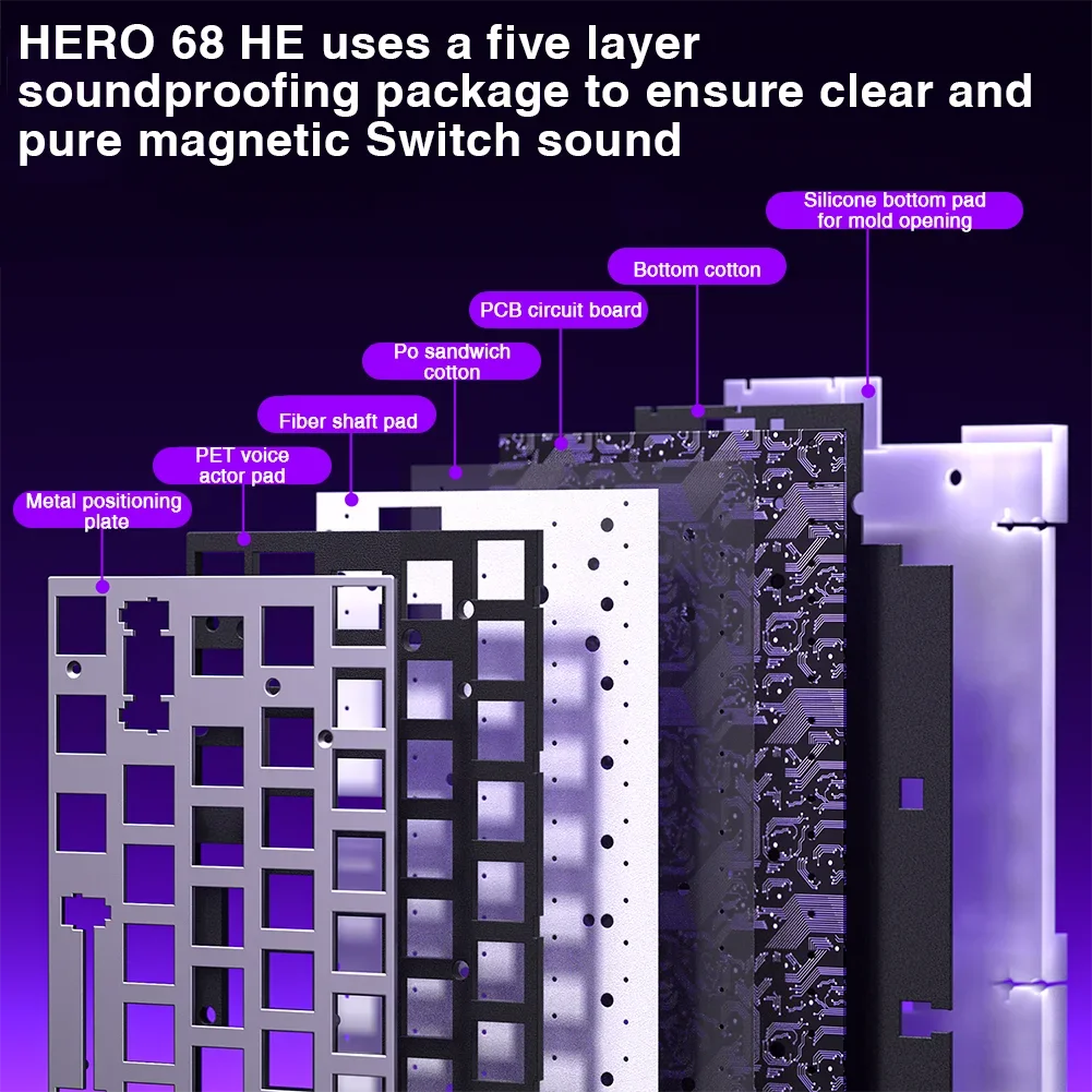 AULA HERO 68HE 마그네틱 스위치 키보드 RGB 게임용 기계식 키보드 빠른 트리거 8K 반환 유선 Esports 맞춤형 키보드