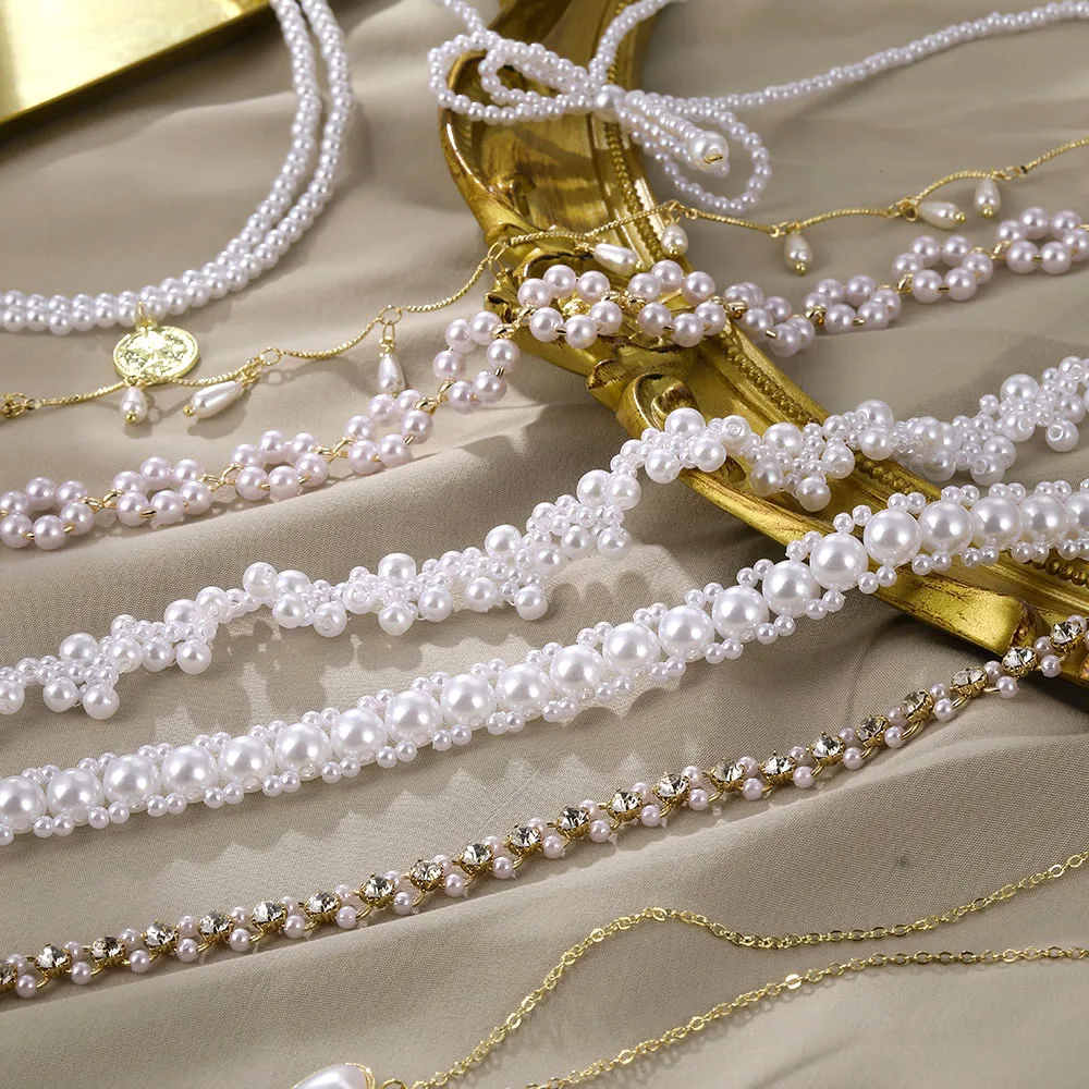 FNIO-여성을 위한 진주 체인 초커 목걸이, 칼라 고스 목걸이 주얼리 크리스마스 파티 소녀 할로윈 새로운 초커