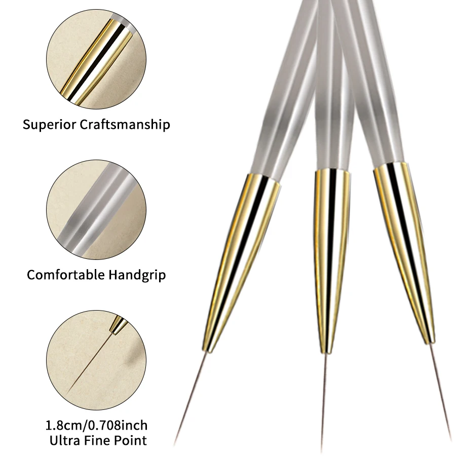RSNAIL 네일 아트 라이너 브러시, 프랑스 스트라이프 네일 라인 페인팅 펜, 18mm 날씬한 긴 라인 드로잉 브러시, UV 젤 DIY 매니큐어 도구