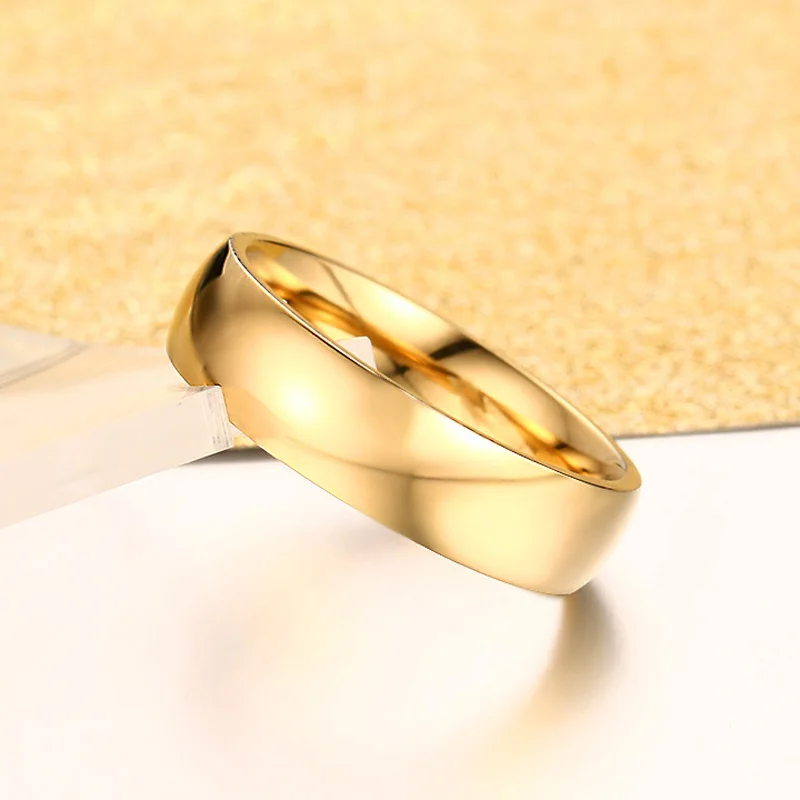 골드 컬러 웨딩 밴드 약혼 스테인레스 스틸 반지 여성용 남성용 미국 사이즈 4 5 6 7 8 9 10 11 12 13 14 15 무료 배송
