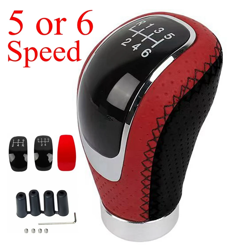 5단 또는 6단 가죽 레드 기어 노브 자동차 기어 변속 노브 시프터 노브 기어 스틱 변속 노브 레버 수동 변속기 title=5단 또는 6단 가죽 레드 기어 노브 자동차 기어 변속 노브 시프터 노브 기어 스틱 변속 노브 레버 수동 변속기 