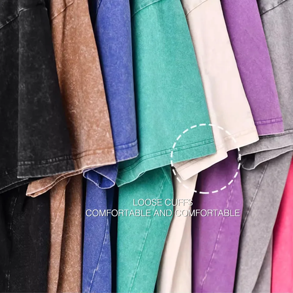 300g 헤비 워싱 빈티지 오버사이즈 티셔츠 스트릿 힙합 펑크 티 여성 하라주쿠 캐주얼 코튼 반팔 애시드 워시 탑