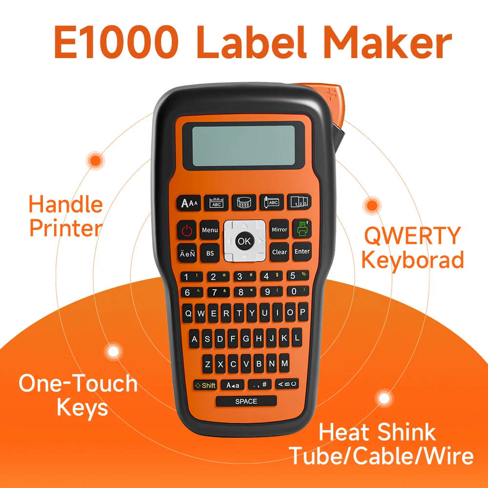 E1000 PRO 휴대용 프린터 라벨 메이커 Tze-231 라벨 프린터 테이프 키보드 심볼 산업용 프린터 열수축 튜브와 호환 title=E1000 PRO 휴대용 프린터 라벨 메이커 Tze-231 라벨 프린터 테이프 키보드 심볼 산업용 프린터 열수축 튜브와 호환 