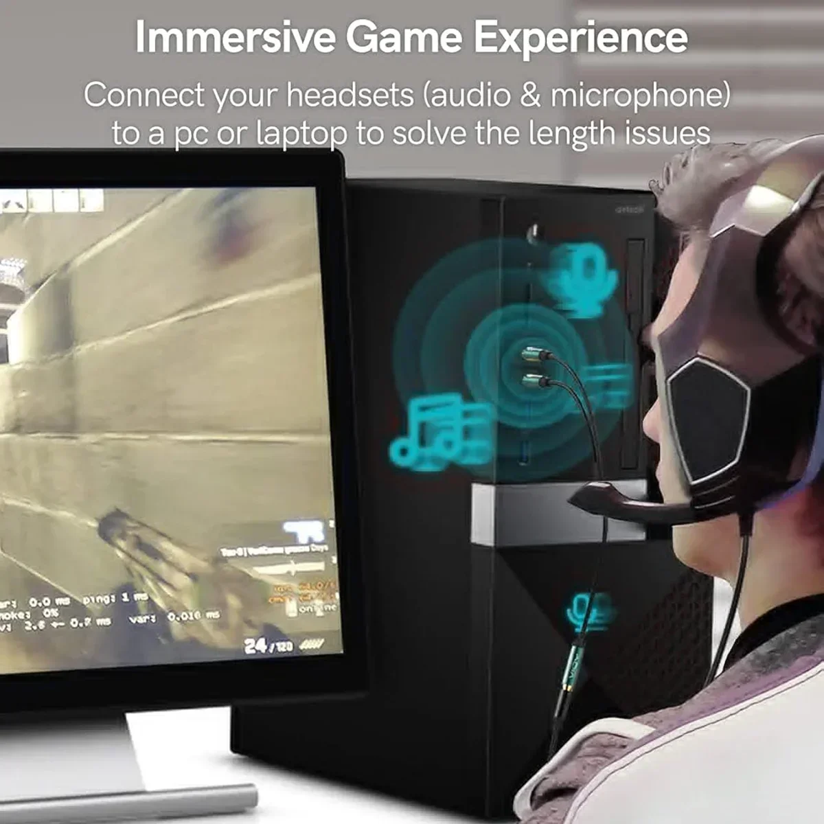 컴퓨터 잭용 헤드폰 분배기 3.5mm 여성 TRRS-2 남성 TRS 오디오 어댑터 케이블 게임용 헤드셋 PC 전화 노트북 등