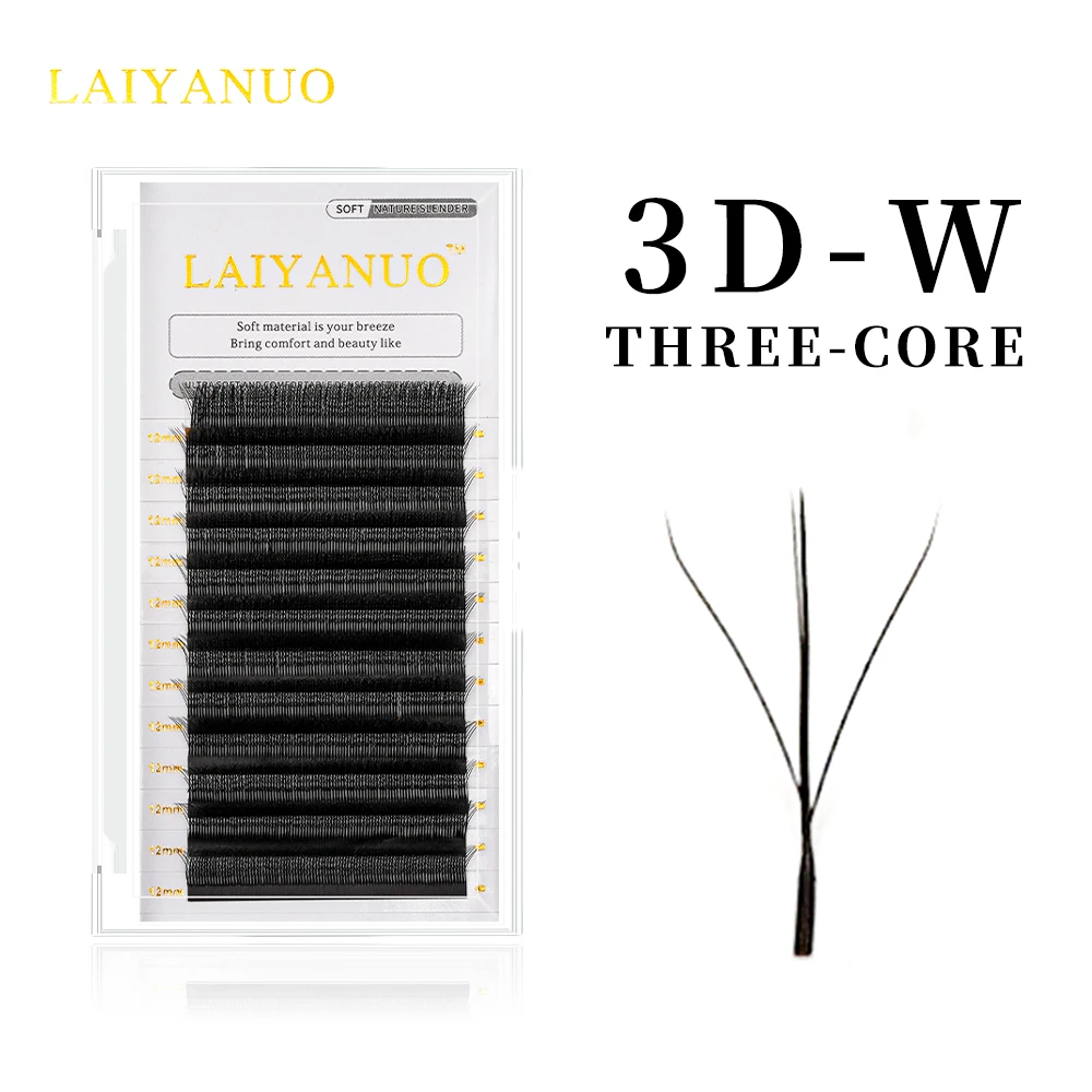 LAIYANUO 3D W 3코어 트리플 팁 속눈썹 W ShaEyelash Extensions Blister Premade 2코어 팬 더블 title=LAIYANUO 3D W 3코어 트리플 팁 속눈썹 W ShaEyelash Extensions Blister Premade 2코어 팬 더블 