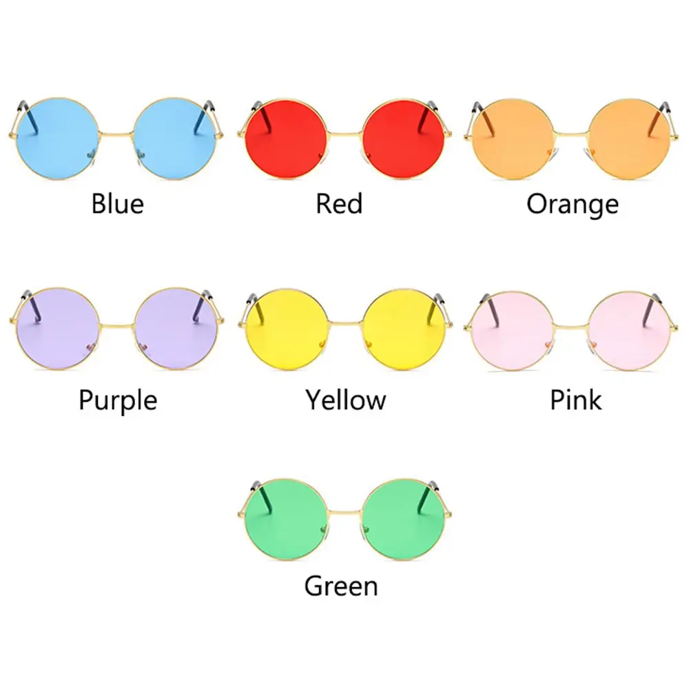 남녀공용 원형 안경, 원형 안경, 금속 선글라스, 패션 디스코 히피