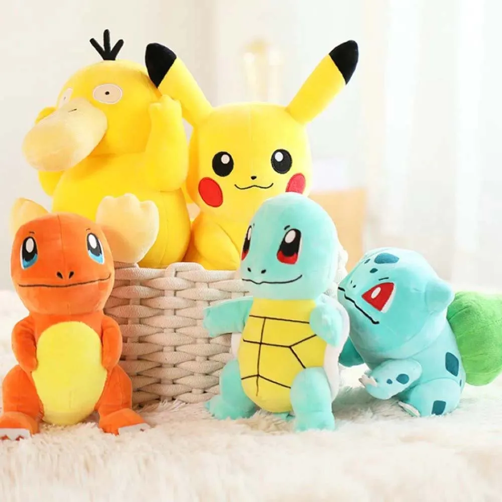 25cm 포켓몬 봉제 인형 장난감 카와이 피카추 Squirtle 거북이 Charmander Jigglypuff Bulbasaur Psyduck Pokémon Anime Kids Gift