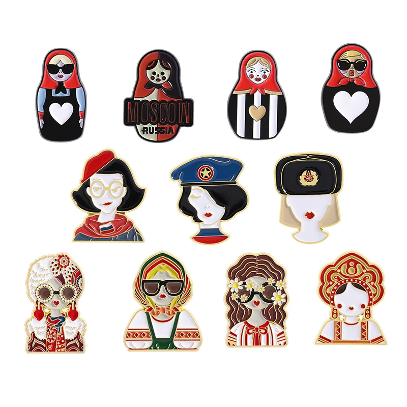 만화 러시아 소녀 캐릭터 의상 이미지 에나멜 핀 사용자 정의 민족 스타일 그림 기념품 브로치 옷깃 배지 보석 선물 title=만화 러시아 소녀 캐릭터 의상 이미지 에나멜 핀 사용자 정의 민족 스타일 그림 기념품 브로치 옷깃 배지 보석 선물 