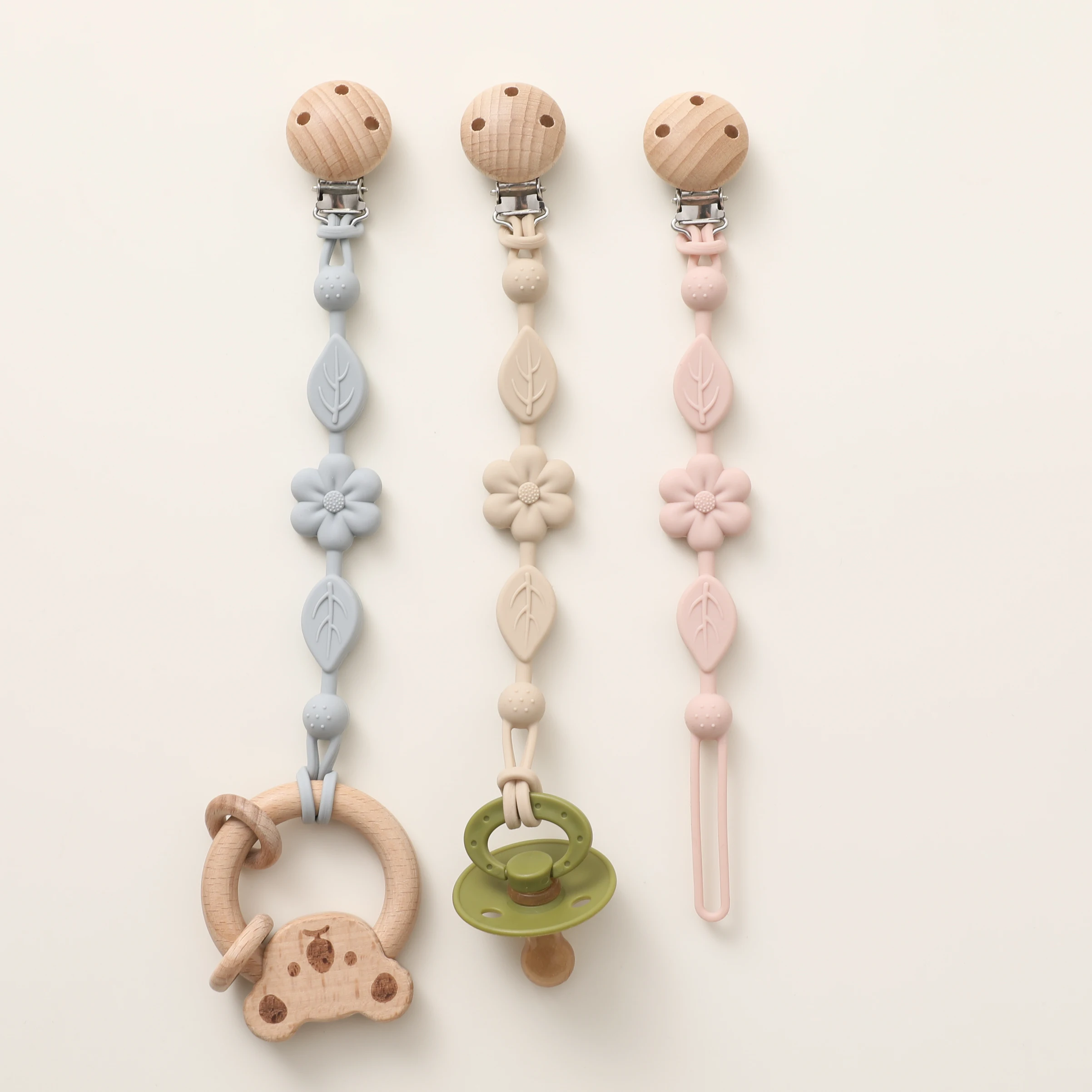 신생아용 실리콘 젖꼭지 체인, 꽃 손실 방지 조절식 젖꼭지 거치대, 아기 장난감 제품에 적합, 1 개