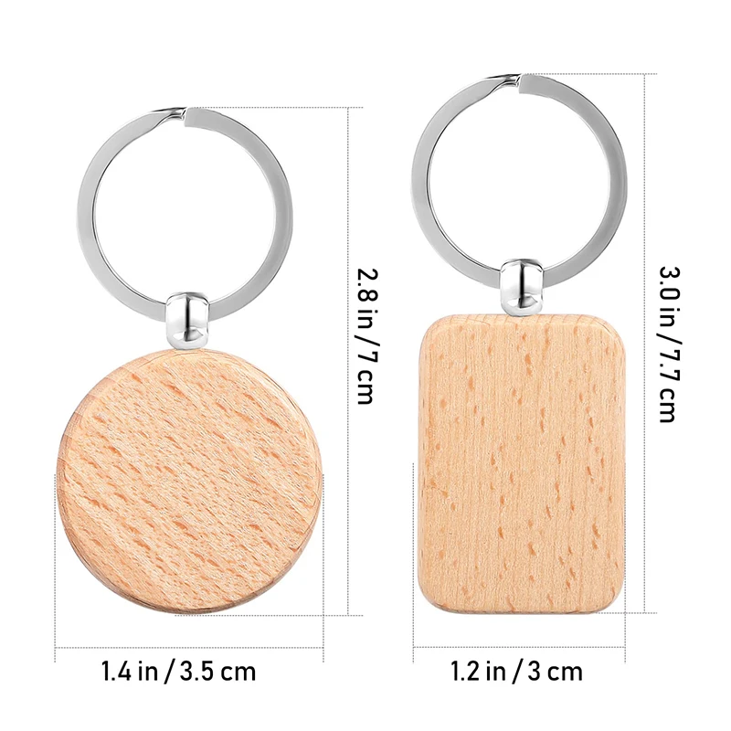 미완성 나무 키 체인 블랭크, 나무 키 체인 키 태그, DIY 선물 공예품, 40 개