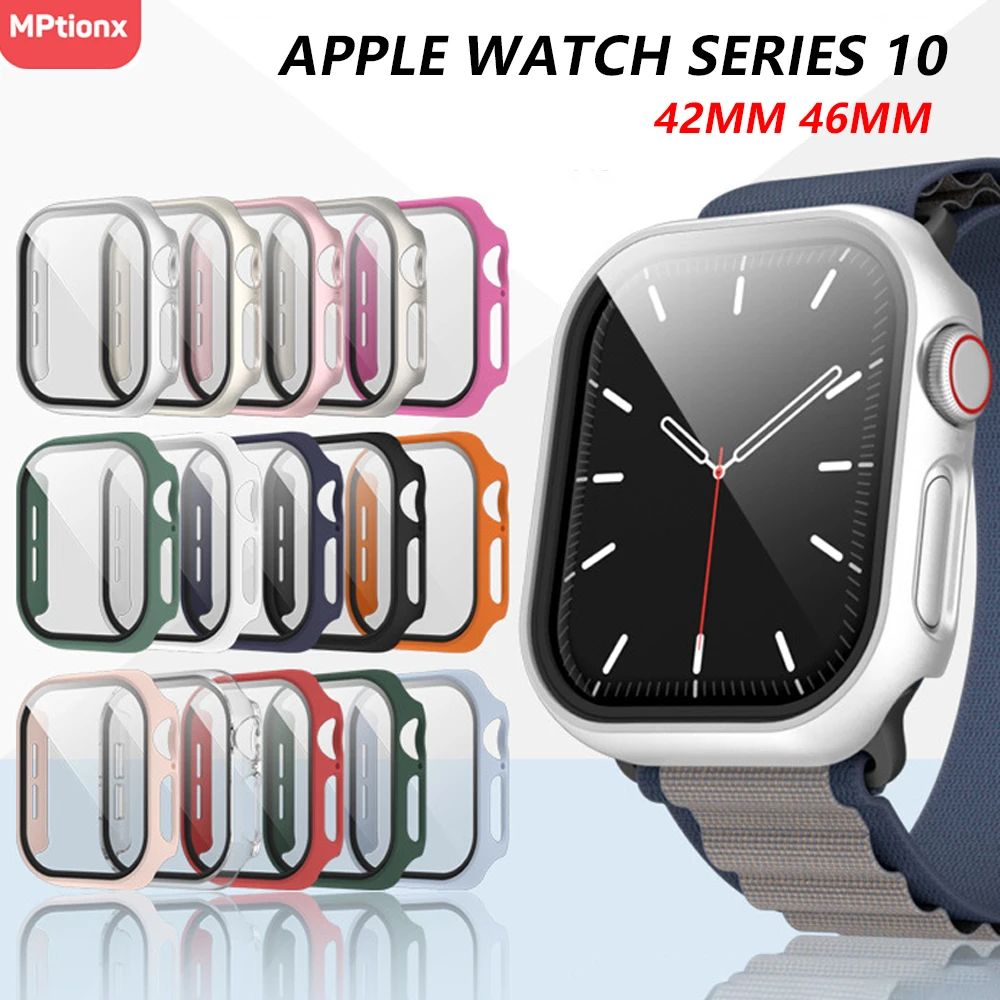 강화 유리 + Apple Watch 10 용 커버 42mm 46mm 무광택 하드 PC 범퍼 화면 보호기 케이스 iWatch 시리즈 10 42/46 액세서리 title=강화 유리 + Apple Watch 10 용 커버 42mm 46mm 무광택 하드 PC 범퍼 화면 보호기 케이스 iWatch 시리즈 10 42/46 액세서리 