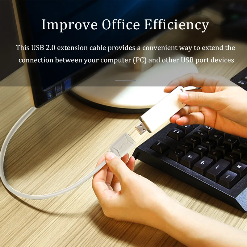 CHOSEAL USB2.0 연장 케이블 남성-여성 고속 USB 데이터 케이블 연장기 PC 키보드 프린터 마우스 컴퓨터