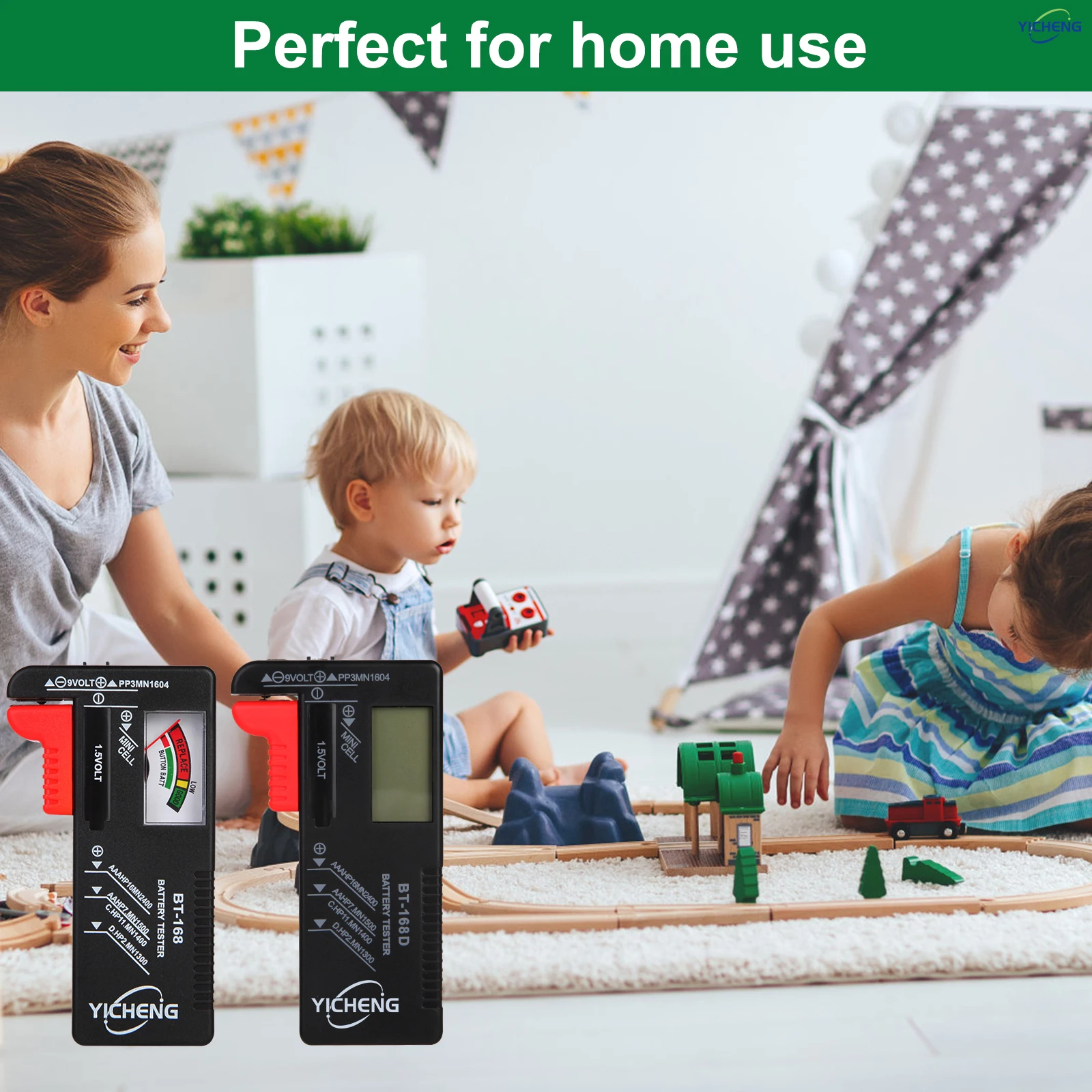 YICHENG (2 Pcs) 배터리 테스터, AA / AAA / C / D / 9V / 1.5V 버튼 셀 배터리 용 범용 배터리 검사기, BT-168/BT-168D