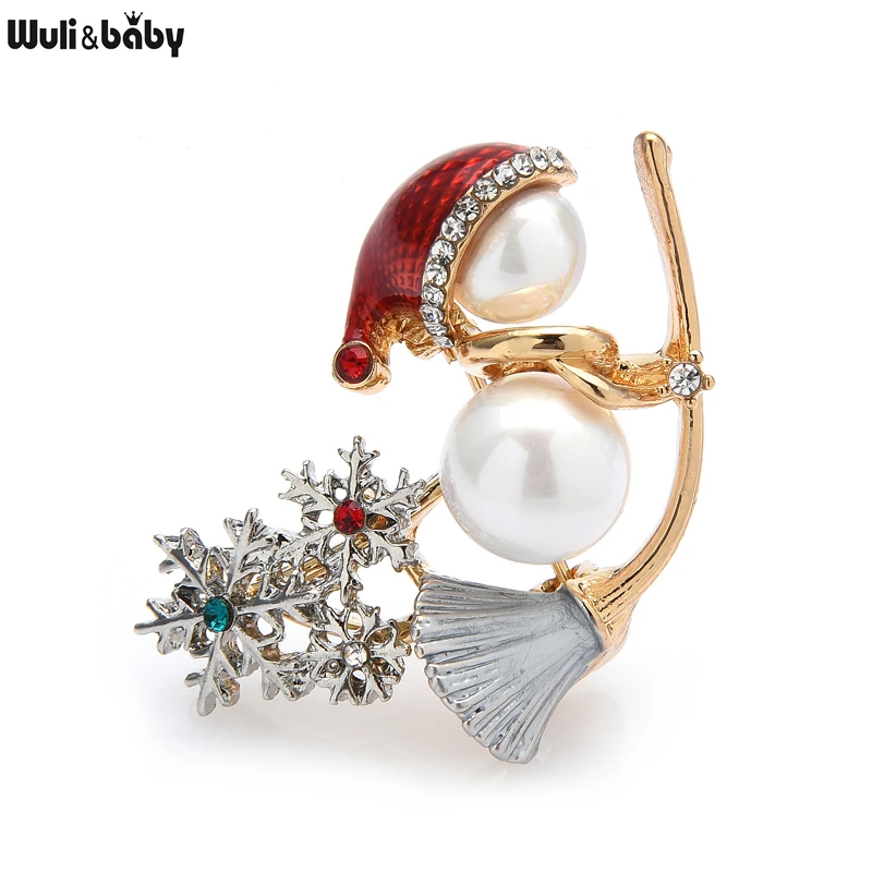 Wuli & baby Witch On a Sweep 브로치 시뮬레이션 진주 Chritmas 눈사람 라인 석 눈송이 2021 여성 브로치 선물 핀 title=Wuli & baby Witch On a Sweep 브로치 시뮬레이션 진주 Chritmas 눈사람 라인 석 눈송이 2021 여성 브로치 선물 핀