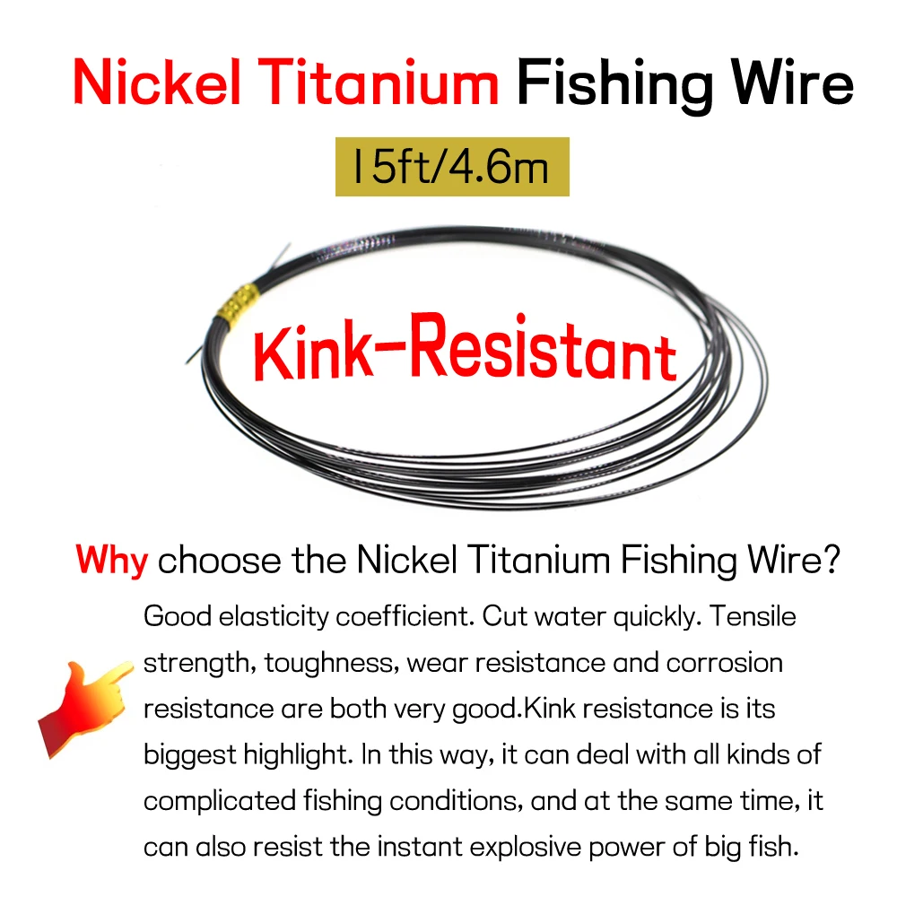 6LB-124LB 15ft/4.6m 바닷물 파이크 참치 Wahoo 낚시를 위한 꼬임 방지 인성 니켈 티타늄 낚시 리더 라인
