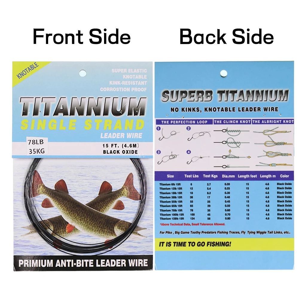 6LB-124LB 15ft/4.6m 바닷물 파이크 참치 Wahoo 낚시를 위한 꼬임 방지 인성 니켈 티타늄 낚시 리더 라인