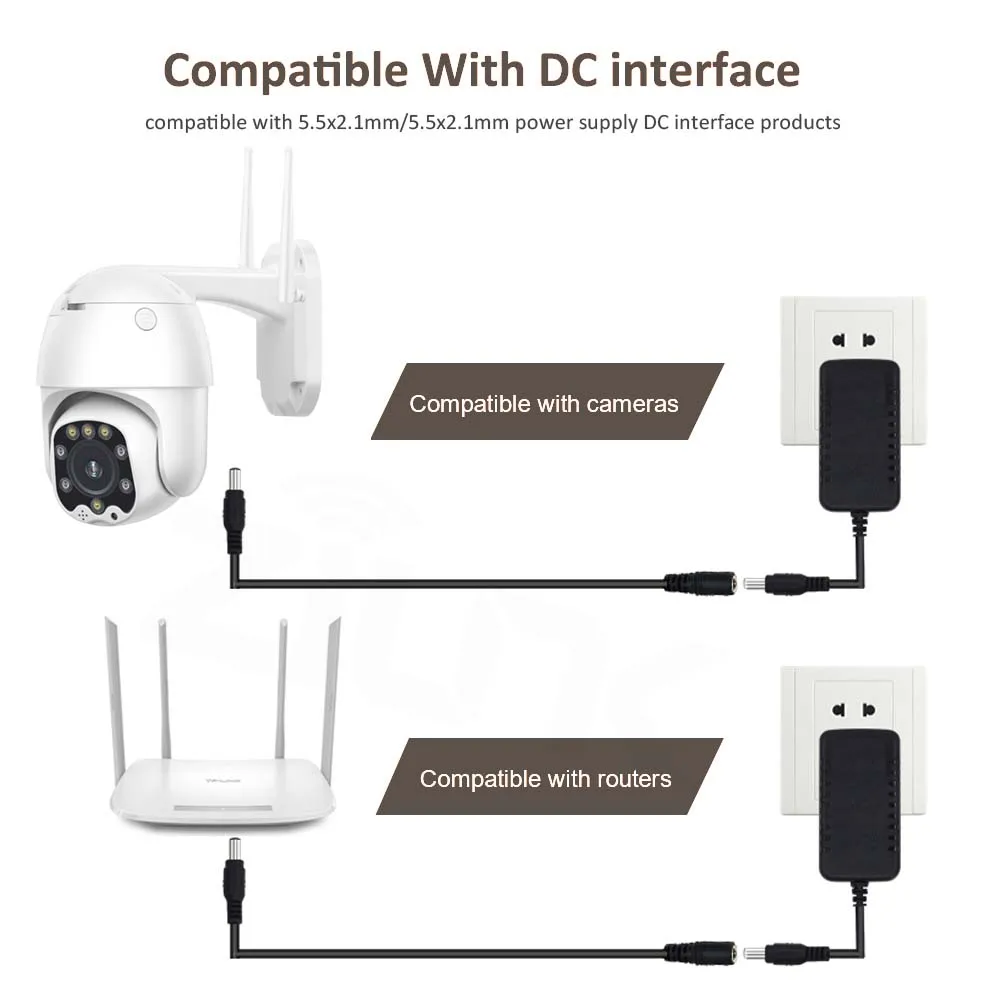 DC 12V 연장 전원 케이블 2.1mm*5.5mm 남성-여성 연결 와이어 흰색 검정색 0.5m 1m 2m 3m 5m 10m LED 조명 CCTV 카메라